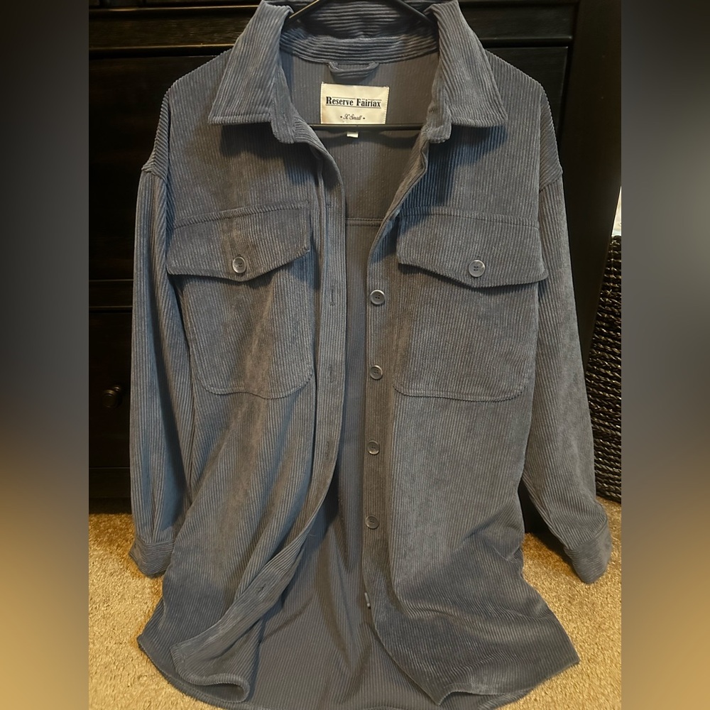 Women's Blue Corduroy shacket